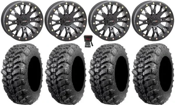 System 3 SB-4 Black (6+1/4+3) 14″ Wheels 28″ Sniper 920 Tires Honda Talon