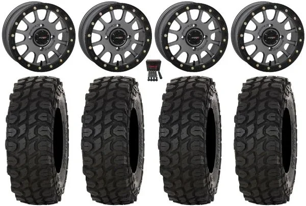 System 3 SB-5 14″ Wheels Grey 28″ XComp ATR Tires Polaris RZR XP 1000 / PRO XP / Ranger XP 900/1000