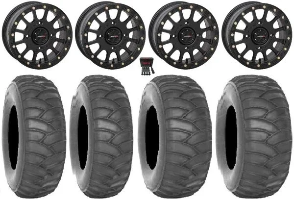 System 3 SB-5 15″ Wheels Black 33″ SS360/HP Tires Polaris RZR XP 1000 / PRO XP / Ranger XP 900/1000