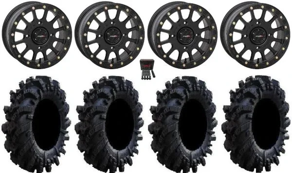 System 3 SB-5 Black 14″ Wheels 26.5″ Intimidator Tires Sportsman 550 850 1000