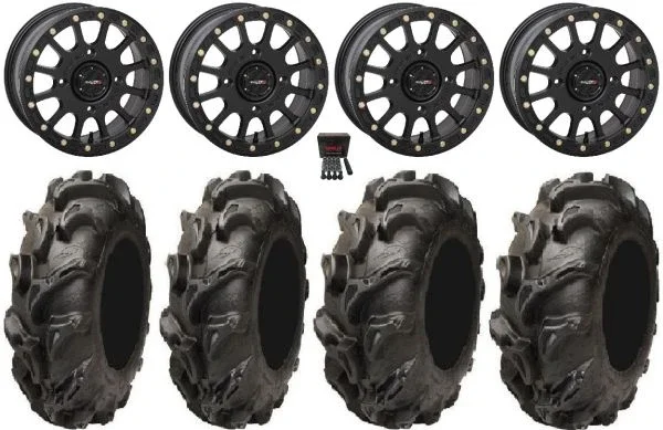 System 3 SB-5 Black 14″ Wheels 27″ Mega Mayhem Tires Sportsman 550 850 1000