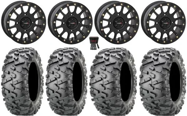 System 3 SB-5 Black 14″ Wheels 28″ BigHorn 2.0 Tires Polaris Sportsman / RZR / Ranger