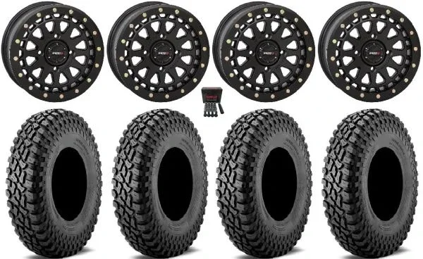 System 3 SB-6 15″ Wheels Bk (5+2) 35″ Incursion A/T Tires Kawasaki Mule Pro FXT KRX / Yamaha Wolverine RMAX / YXZ 2019+