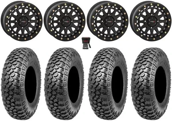 System 3 SB-6 15″ Wheels Black (4+3) 33″ RAZR XT Tires Polaris Sportsman / RZR / Ranger