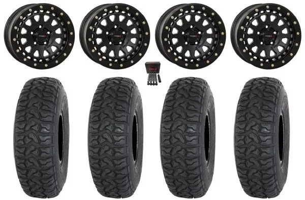 System 3 SB-6 15″ Wheels Black (4+3) 35″ Chicane LT Tires Polaris RZR Turbo R & Pro R Ranger 1500 Xpedition