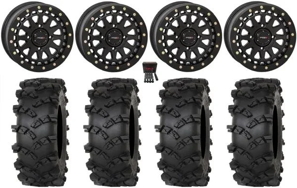System 3 SB-6 15″ Wheels Black (6+1) 32″ Outlaw M/T Tires Polaris RZR XP 1000 / PRO XP / Ranger XP 900/1000