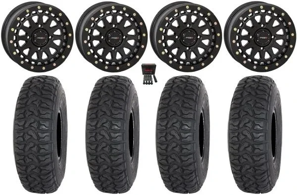 System 3 SB-6 15″ Wheels Black (6+1) 33″ Chicane LT Tires Polaris RZR XP 1000 / PRO XP / Ranger XP 900/1000