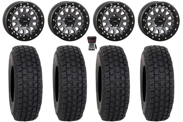 System 3 SB-6 15″ Wheels Gunmetal (4+3) 33″ RX600 Tires Polaris RZR Turbo R & Pro R Ranger 1500 Xpedition