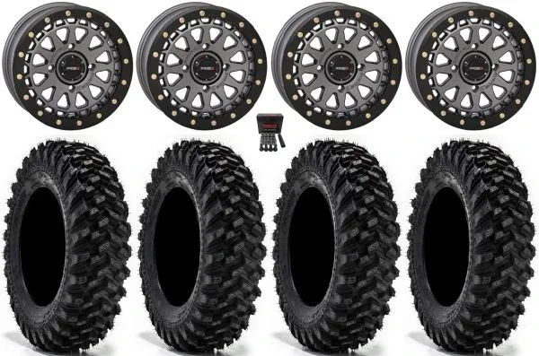 System 3 SB-6 15″ Wheels Gunmetal (5+2) 32″ Warrior XT Sticky Tires Can-Am Maverick X3 / Honda Pioneer 1000 / Talon
