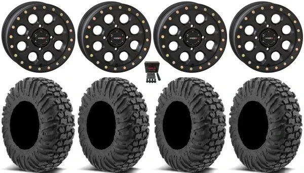 System 3 SB-7 14″ Wheels Black (4+3) 27″ MotoVator Tires Polaris RZR XP 1000 / PRO XP / Ranger XP 900/1000