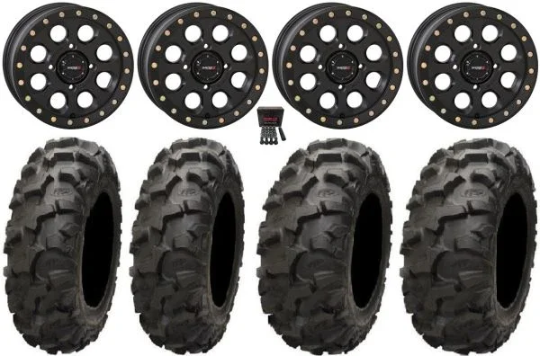 System 3 SB-7 14″ Wheels Black (4+3) 28″ Blackwater Tires Kawasaki Teryx Mule
