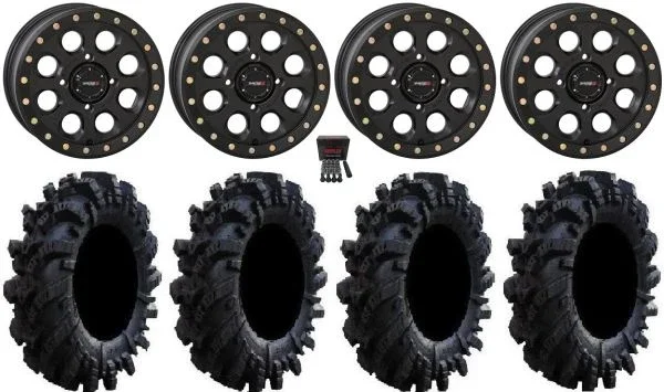 System 3 SB-7 14″ Wheels Black (4+3) 28″ Intimidator Tires Can-Am Maverick X3 / Honda Pioneer 1000 / Talon