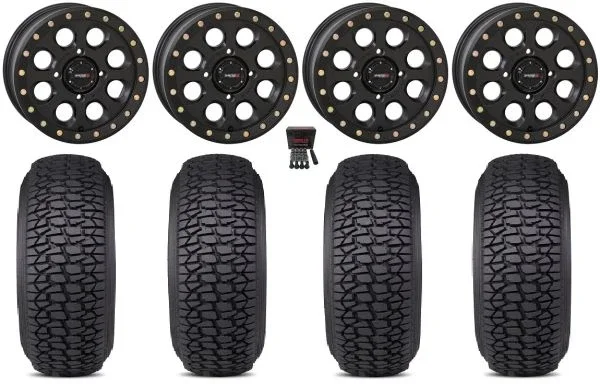 System 3 SB-7 14″ Wheels Black (4+3) 30″ Regulator 2 Tires Can-Am Commander Maverick Renegade Outlander Defender
