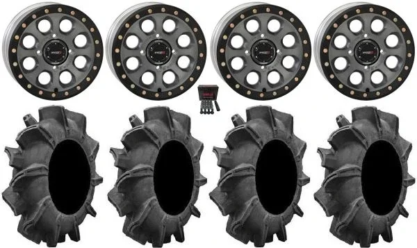 System 3 SB-7 14″ Wheels Ti (4+3) 34″ Assassinator Tires Kawasaki Teryx Mule