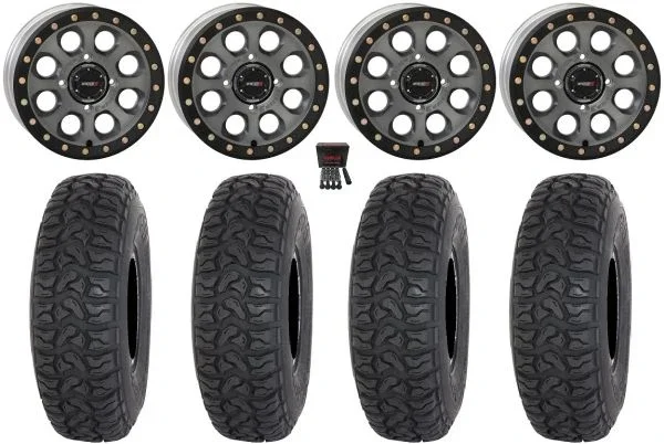 System 3 SB-7 14″ Wheels Titanium (4+3) 28″ Chicane LT Tires Can-Am Maverick X3 / Honda Pioneer 1000 / Talon