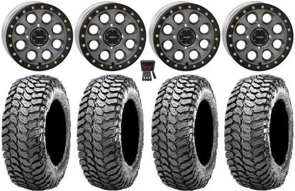 System 3 SB-7 14″ Wheels Titanium (4+3) 28″ Liberty Tires Kawasaki Mule Pro FXT KRX / Yamaha Wolverine RMAX / YXZ 2019+