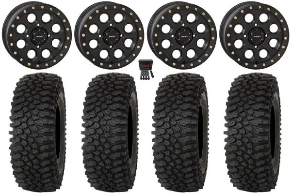 System 3 SB-7 15″ Wheels Black (4+3) 33″ Roctane STX Tires Kawasaki Teryx Mule