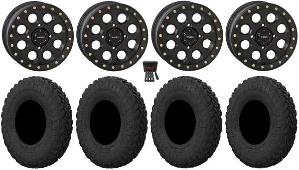 System 3 SB-7 15″ Wheels Black (5+2) 30″ Gripper R/T Tires Can-Am Commander Maverick Renegade Outlander Defender