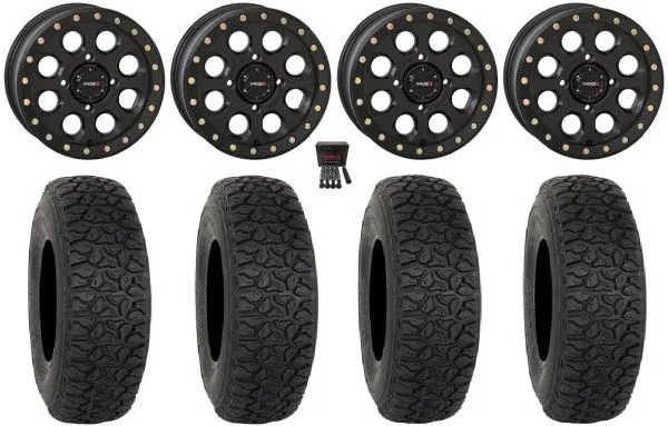 System 3 SB-7 15″ Wheels Black (5+2) 32″ DX440 Tires Can-Am Commander Maverick Renegade Outlander Defender