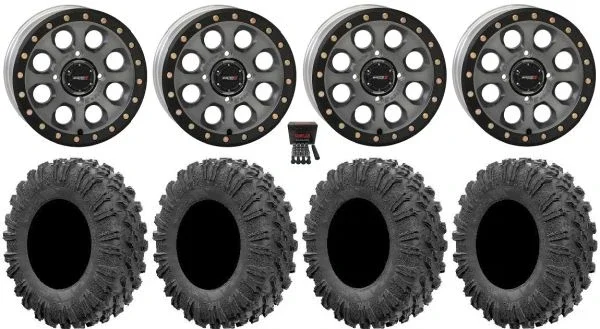 System 3 SB-7 15″ Wheels Ti (5+2) 30″ MotoRavage Tires Can-Am Commander Maverick Renegade Outlander Defender