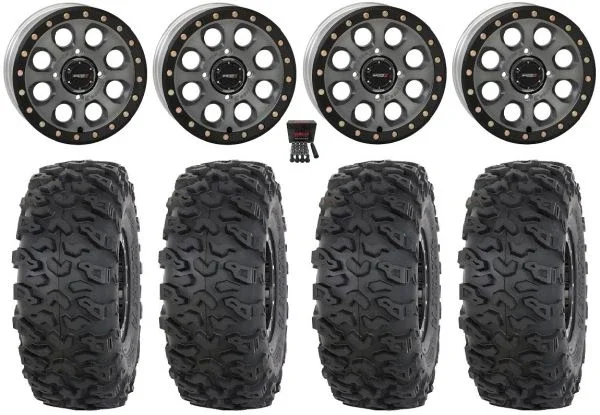 System 3 SB-7 15″ Wheels Ti (6+1) 32″ Roctane T4 Tires Polaris Sportsman / RZR / Ranger