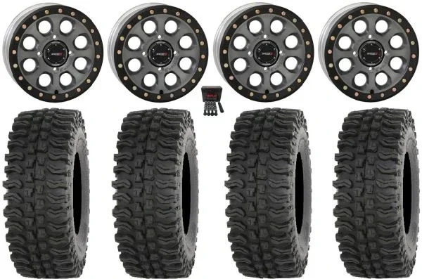 System 3 SB-7 15″ Wheels Titanium (5+2) 33″ BDC Tires Kawasaki Teryx Mule