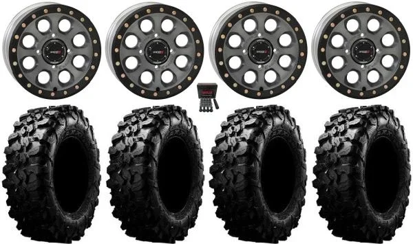 System 3 SB-7 15″ Wheels Titanium (5+2) 35″ Carnivore Tires Kawasaki Teryx Mule