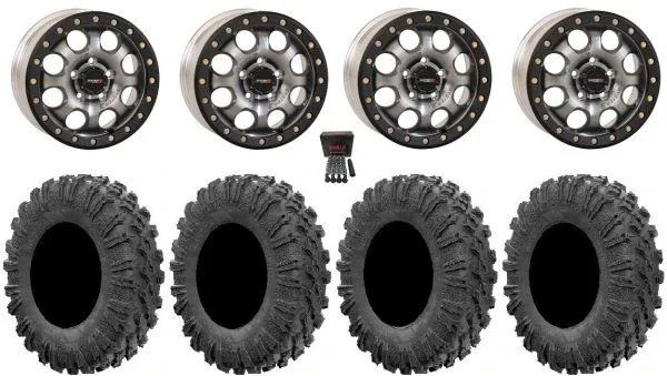 System 3 SB-7 Bdlk 18″ Wheels Ti 4+3 32″ MotoRavage Tires Polaris RZR Turbo R & Pro R Ranger 1500 Xpedition