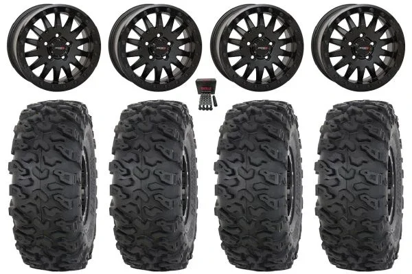System 3 SB-8 Bdlk 15″ Wheels Bk +38mm 35″ Roctane T4 Tires Polaris RZR Turbo R & Pro R Ranger 1500 Xpedition