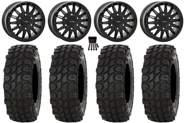 System 3 SB-8 Bdlk 15″ Wheels Bk +68mm 32″ XComp ATR Tires Can-Am Maverick R