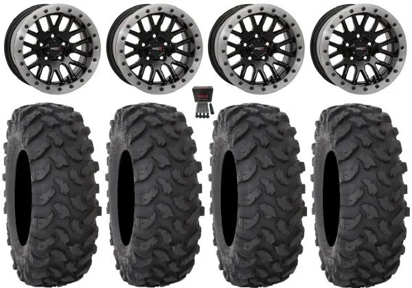 System 3 SB-9 Bdlk 15″Wheels Gloss Bk 30″ XTR370 Tires Polaris RZR Turbo R & Pro R Ranger 1500 Xpedition