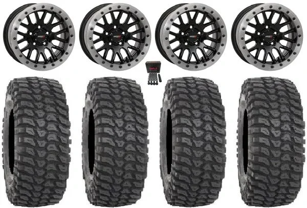 System 3 SB-9 Bdlk 15″ Wheels Gloss Bk 32″ XCR350 Tires CFMoto UForce U10 Pro / U10 XL Pro / ZForce Z10 / Z10-4