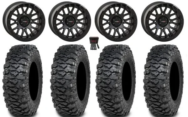 System 3 SB-9 Bdlk 15″ Wheels Matte Bk 30″ Savage XT Tires Polaris RZR XP 1000 / PRO XP / Ranger XP 900/1000