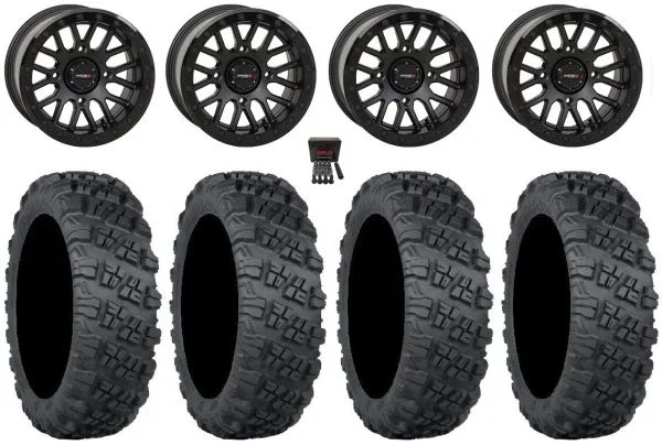 System 3 SB-9 Bdlk 15″ Wheels Matte Bk 35″ Versa Cross V3 Tires Can-Am Maverick X3 / Honda Pioneer 1000 / Talon