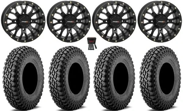 System 3 ST-3 14″ Wheels Black 28″ Incursion A/T Tires Polaris RZR XP 1000 / PRO XP / Ranger XP 900/1000