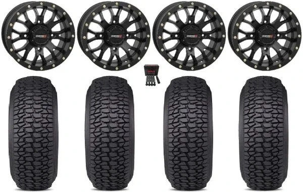 System 3 ST-3 15″ Wheels Black 33″ Regulator 2 Tires Kawasaki Mule Pro FXT KRX / Yamaha Wolverine RMAX / YXZ 2019+