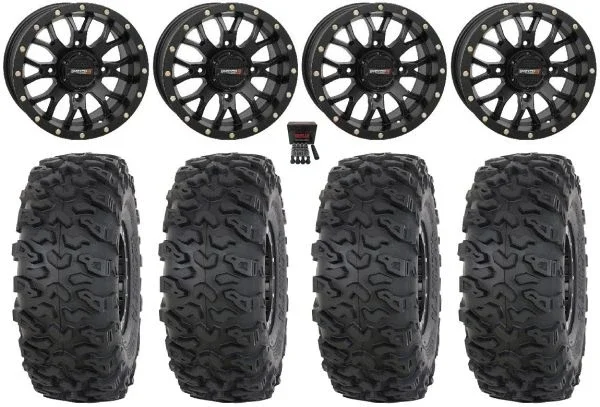 System 3 ST-3 15″ Wheels Black 35″ Roctane T4 Tires Kawasaki Mule Pro FXT KRX / Yamaha Wolverine RMAX / YXZ 2019+