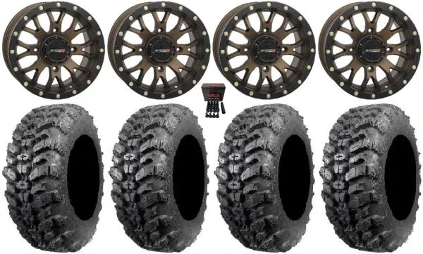 System 3 ST-3 15″ Wheels Bronze 35″ Sniper 920 Tires Kawasaki Mule Pro FXT KRX / Yamaha Wolverine RMAX / YXZ 2019+