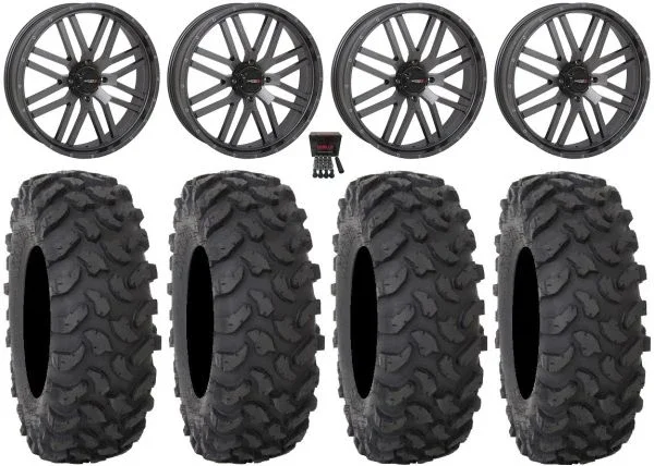 System 3 ST-3 22″ Wheels Gunmetal 37″ XTR370 Tires Can-Am Commander Maverick Renegade Outlander Defender
