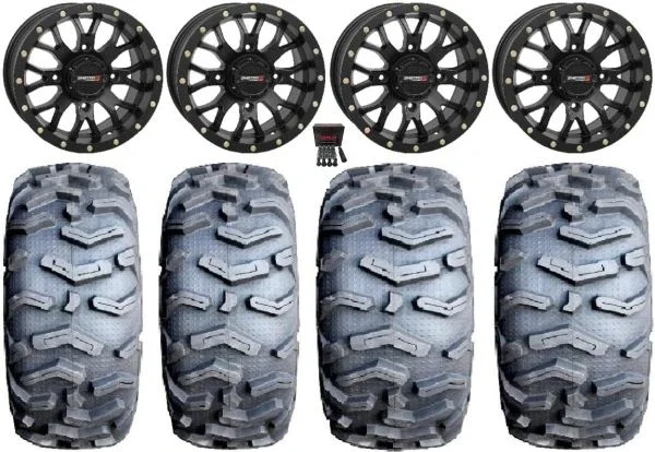 System 3 ST-3 Black 14″ Wheels 26″ MotoForce Tires Yamaha Viking Wolverine YXZ1000R CFMoto ZForce 950 UForce 1000
