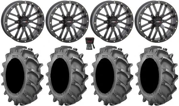 System 3 ST-3 Black 20″ Wheels 35×8.3 BKT 171 Tires Kawasaki Teryx Mule