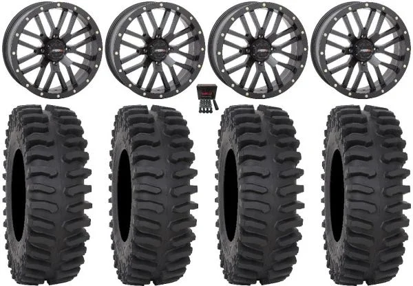 System 3 ST-3 Black 20″ Wheels 35″ XT400 Tires Polaris Sportsman / RZR / Ranger