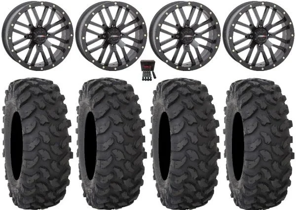 System 3 ST-3 Black 20″ Wheels 35″ XTR370 Tires Can-Am Commander Maverick Renegade Outlander Defender