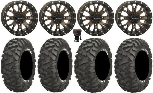 System 3 ST-3 Bronze 14″ Wheels 26″ BigHorn Tires Kawasaki Mule Pro FXT KRX / Yamaha Wolverine RMAX / YXZ 2019+