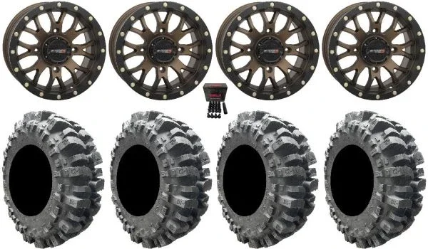 System 3 ST-3 Bronze 14″ Wheels 27″ Bogger Tires Yamaha Viking Wolverine YXZ1000R CFMoto ZForce 950 UForce 1000