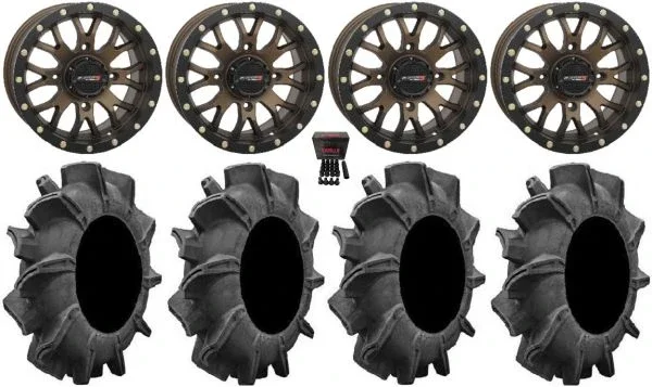 System 3 ST-3 Bronze 14″ Wheels 32″ Assassinator Tires Can-Am Commander Maverick Renegade Outlander Defender