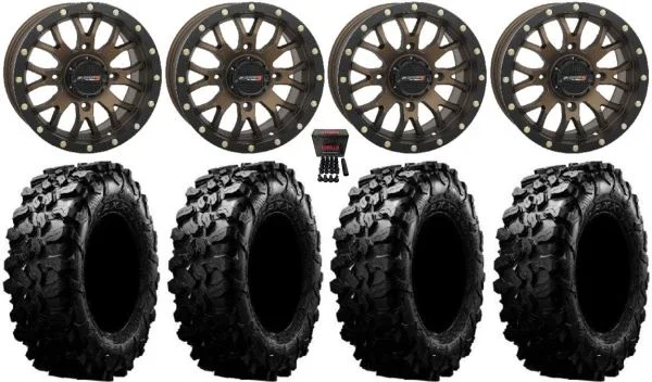 System 3 ST-3 Bronze 15″ Wheels 32″ Carnivore Tires Kawasaki Mule Pro FXT KRX / Yamaha Wolverine RMAX / YXZ 2019+