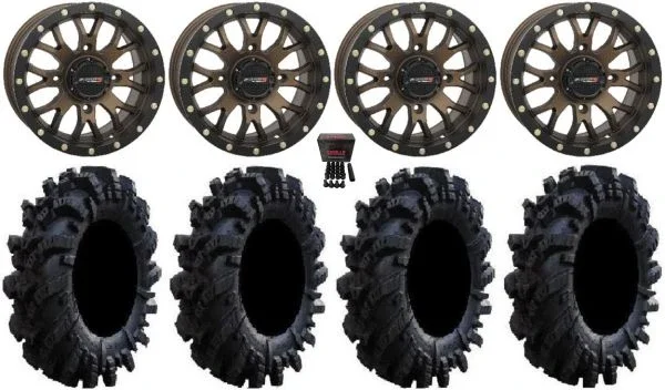 System 3 ST-3 Bronze 15″ Wheels 34″ Intimidator Tires Can-Am Commander Maverick Renegade Outlander Defender
