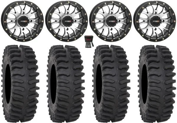 System 3 ST-3 Machined 14″ Wheels 27″ XT400 Tires Can-Am Maverick X3 / Honda Pioneer 1000 / Talon