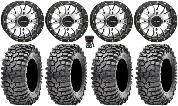 System 3 ST-3 Machined 14″ Wheels 32″ Roxxzilla Tires Can-Am Maverick X3 / Honda Pioneer 1000 / Talon